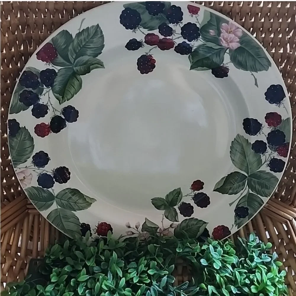 Vintage Stoneware Berries Dinner Plate Cottage Core Farhouse Chic